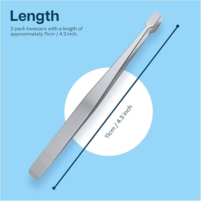 MMOBIEL 2 Pcs Stainless Steel Stamp Tweezers Tongs Flat Wide Tip Precision Philately Tweezers for Stamps, Documents, Photo Development, etc.