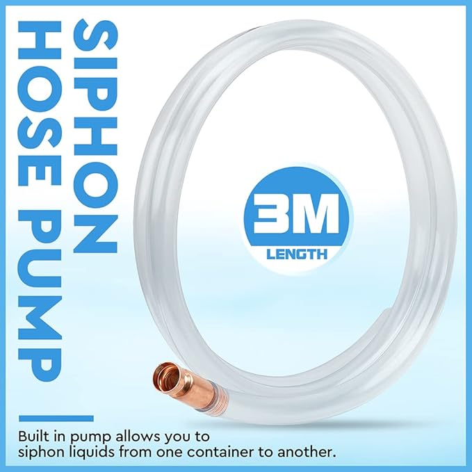 HORUSDY 10FT Multi-Purpose Super Easy Siphon Pump, 1/2??Valve, Durable Virgin Grade Tubing for Gas & Water Transfer, Ideal Siphon Hose for Boats, Cars, Emergency Use, and More