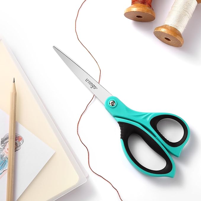 LIVINGO Scissors All Purpose Heavy Duty - 3 Pack 8.5??Blue Sharp Shears for Office Home and School Crafting Sewing Cutting Paper Fabric