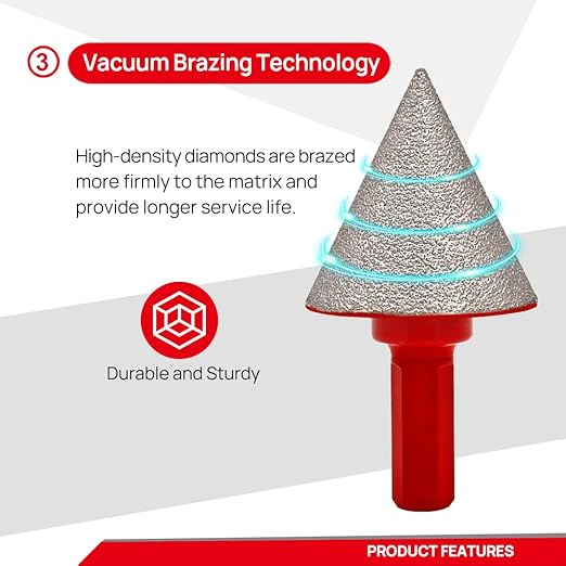DT-DIATOOL Diamond Beveling Chamfer Bits - Diamond Countersink Drill Bit 35mm with Hex Shank for Enlarging Trimming Shaping Existing Holes of Granite Marble Porcelain Tiles,Size of 2mm to 35mm 2pcs