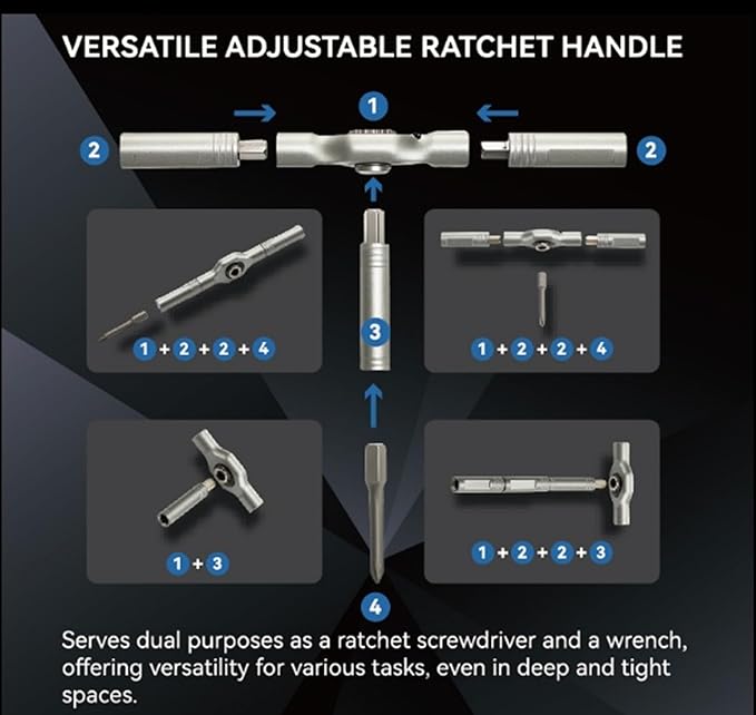 aiyun Magnetic Screwdriver Set, DIY Ratchet Screwdriver Set, Multi Bit Magnetic Drive Set with Detachable Ratchet Handle, Portable Precision Repair Tool Kit for Furniture Computer Bicycle (24)
