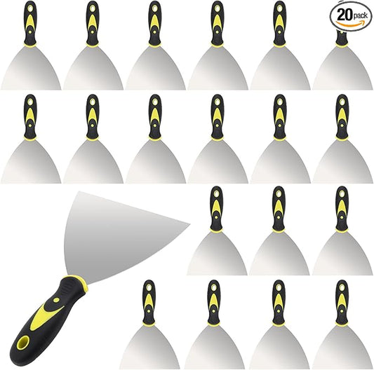 20 PCS 6 Inches Putty Knife, Heavy Duty Putty Knife Scraper, Spackle Knife for Drywall Finishing, Plaster Scraping, Patching and Painting, Decals, and Wallpaper