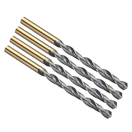 PATIKIL 5.5mm Drill Bit, Jobber Straight Shank 4341 High-Speed Steel 118째 Black and Gold Finish for Medium-Hard Metal Steel Acrylic - 4 Pack