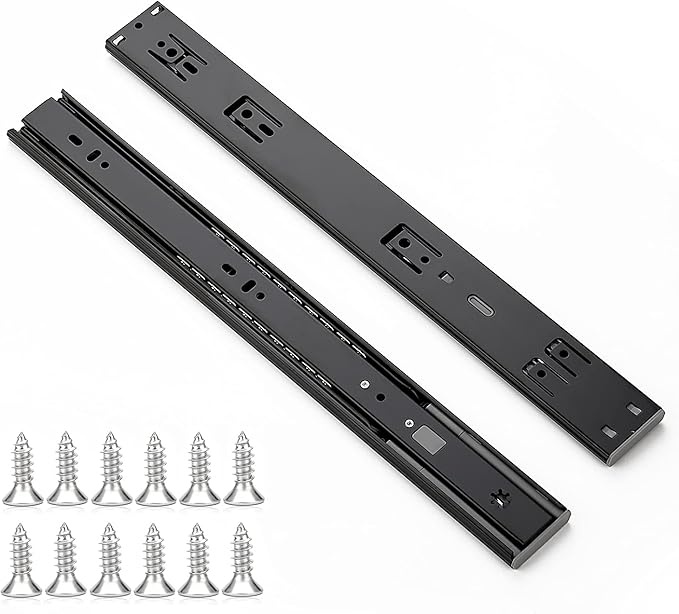 Ravinte 16 Inch Soft Close Drawer Slides 1 Pairs 2 Pack Black Full Extension Ball Bearing Drawer Glide Side Mount