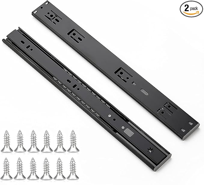 Ravinte 16 Inch Soft Close Drawer Slides 2 Pairs 4 Pack Black Full Extension Ball Bearing Drawer Glide Side Mount