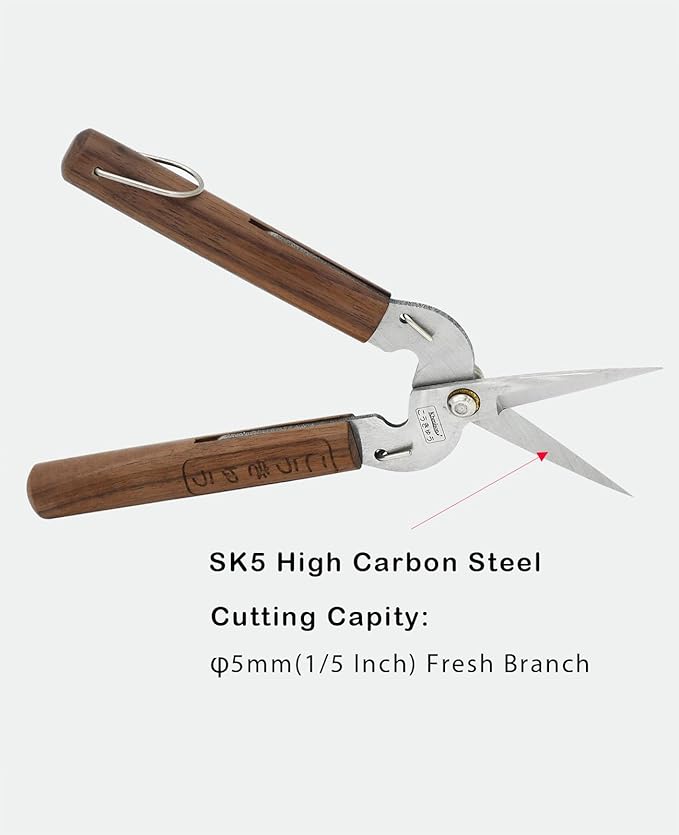 Razor Sharp Pruning Shears for Gardening, Garden Shears Carbon Steel Blade, Precision garden scissors Walnut Wood handle, 6.8??Garden Snips for Trimming Fruits, Vegetables, Flowers, Buds, Bonsai