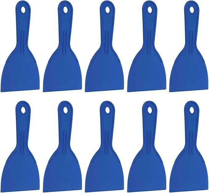 HARFINGTON 10pcs Putty Knife Scraper 4" Width Flexible Plastic Putty Knife Paint Scraper Tool for Taping Drywall Spreading Painting Wall Scratching Blue
