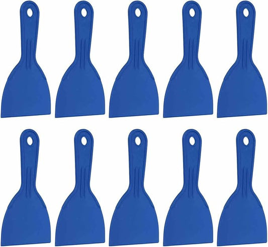 HARFINGTON 10pcs Putty Knife Scraper 4" Width Flexible Plastic Putty Knife Paint Scraper Tool for Taping Drywall Spreading Painting Wall Scratching Blue