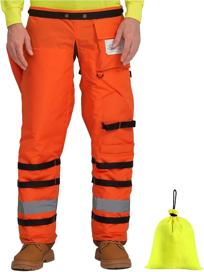 AYKRM Chainsaw Chaps 8-layer Protective Apron Wrap Adjustable orange Chainsaw Pants/Chap for Loggers Forest Workers