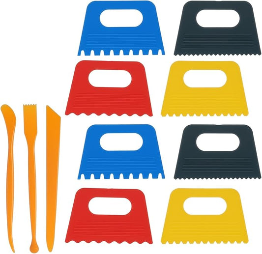 8PCS Plastic Paint Scraper Tool with 3PCS Scrapers, Paint Scrapers DIY Graffiti Oil Painting and Drawing Play Textured Art Supplies Tools for Plaster Arts for Texture Art on Canvas Pottery