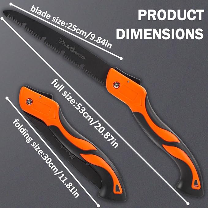 Vivicreate Folding Hand Pruning Camping Saw Survival Bushcraft Saw Tree Pruning Cutting Hand Limb Yard Work Folding Saw serrucho plegable sierra de poda herramientas de jardiner챠a (12 Inch)