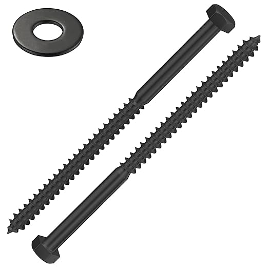Lag Screws Wood Screws (25PCS, 5/16"x4", Black) Hex Head Lag Bolts,(8x100) Heavy Duty Lag Screws,304 Stainless Steel Bolts 18-8