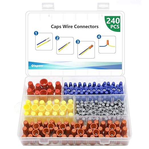 240 Pcs Electrical Wire Connectors Screw Terminals - Twist Nuts Caps Wire Connection, Spring Insert Assortment kit