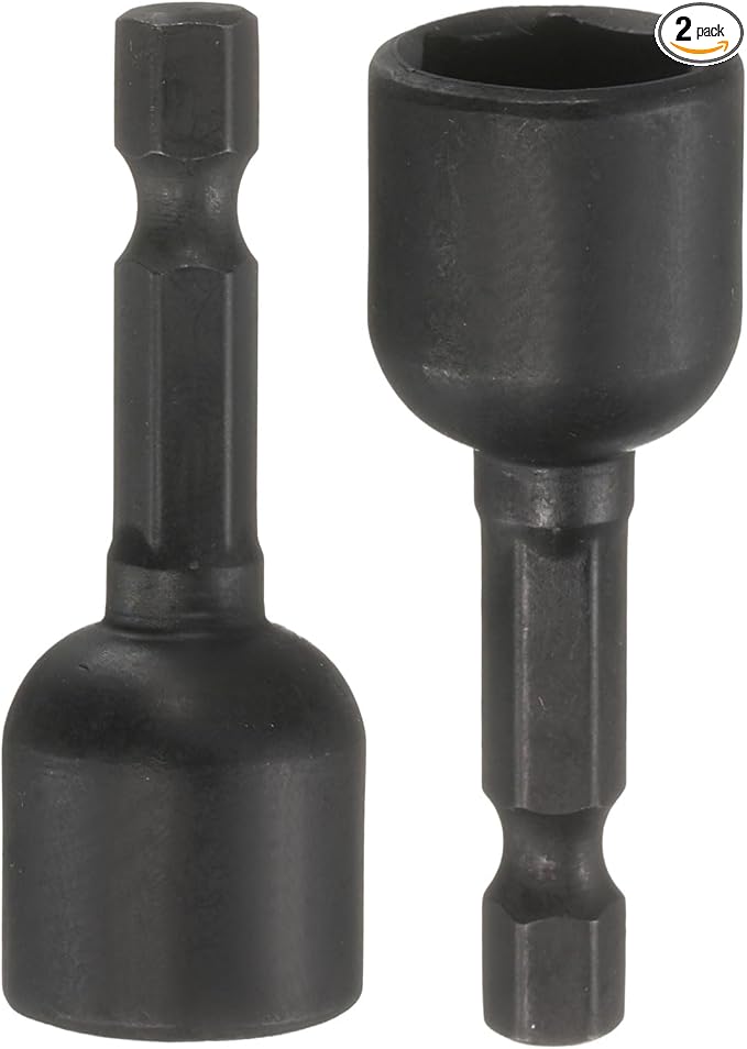 uxcell 2Pcs 1/4" Hex Shank 12mm Magnetic Hex Socket 48mm Length, CR-V Steel Quick-Release Impact Driver Socket Wrench Screw for Impact Drill Power Nut Setter