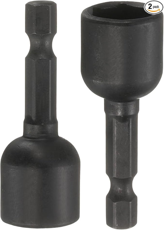 uxcell 2Pcs 1/4" Hex Shank 12mm Magnetic Hex Socket 48mm Length, CR-V Steel Quick-Release Impact Driver Socket Wrench Screw for Impact Drill Power Nut Setter