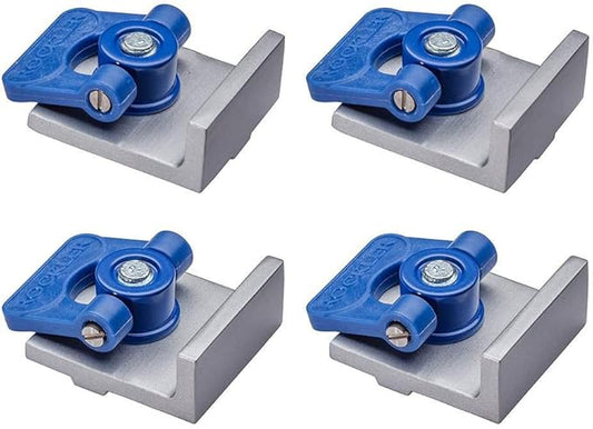 Rockler T Track Stop Kit (4 Pack) - Aluminum T Track Hold Down Clamps, Inline & Short Stops - 5/8??Tall