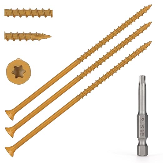 Wood Screws #10 x 5?쇺? T25 Star Torx Drive Flat Head Deck Screws, Tan, 42Pcs (1lb)