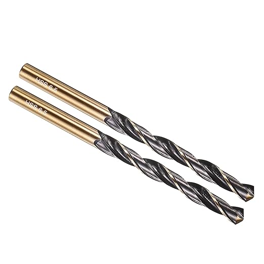 PATIKIL 6.5mm Drill Bit, Jobber Straight Shank 4341 High-Speed Steel 118째 Black and Gold Finish for Medium-Hard Metal Steel Acrylic - 2 Pack