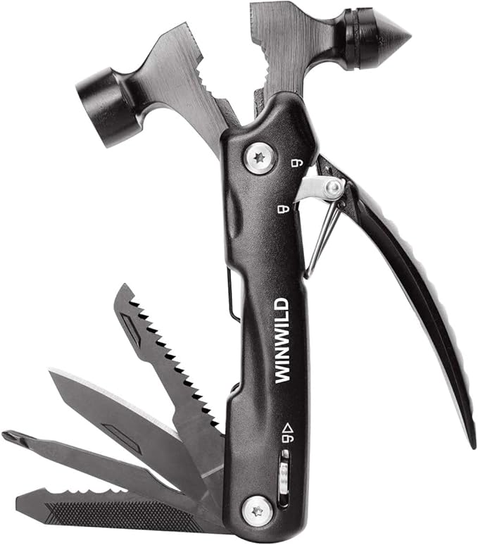 MultiTool Mini Emergency Hammer, Unique Christmas Gifts for Dad Men Women, Cool Stocking stuffers for Camping Hiking Household