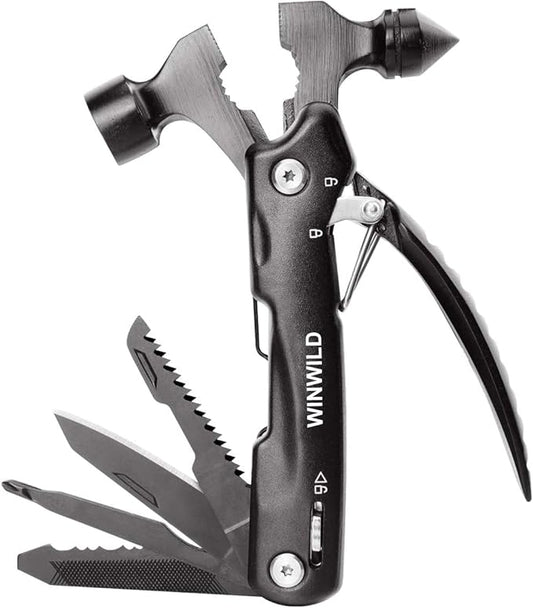 MultiTool Mini Emergency Hammer, Unique Christmas Gifts for Dad Men Women, Cool Stocking stuffers for Camping Hiking Household