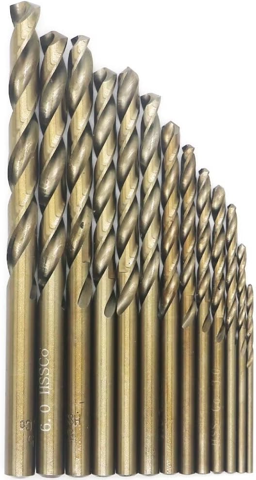Metric Cobalt Drill Bits Set 1.5-6.5mm 13PCS, M35 high Speed Steel, high Hardness Straight Shank Drill, Mechanical or Hand Drill for Drilling, Suitable for Stainless Steel, Iron, Copper and Aluminum.