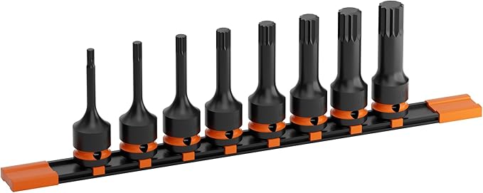 8-Piece Impact XZN Triple Square Spline Bit Socket Set,1/2" Drive,Cr-Mo Steel, VW Seats Compatible with Impact Wrench & Power Tools, M5-M18