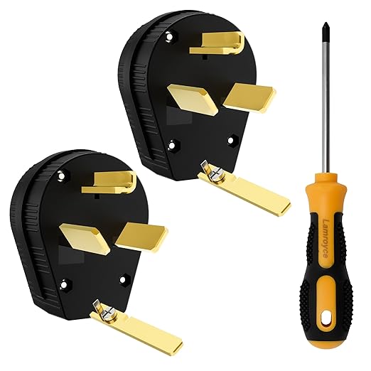 NEMA 10-30/50P Straight Blade Angle Plug 2Pack, AC Dryer Replacement Male Angle Plug, Non-Grounding Heavy Duty Universal Power Male Connector for Dryers 30/50Amp,125/250Volt-with 1 Screwdriver