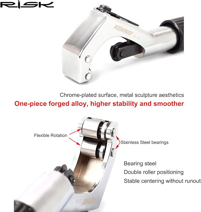 Road Mountain Bike Fork Steerer Seat Post Handlebar Tube Cutter Tool, Bicycle Metal Pipe Cutter Tool with 5pcs Cutter Wheels for Size 1/4"-1-5/8" (6mm-42mm)