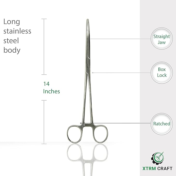 Pean Hemostat Straight and Curved Multipurpose Locking Tweezer Clamps Serrated, Stainless Steel - Hemostats for Nurses, Fishing Forceps, Crafts and Hobby