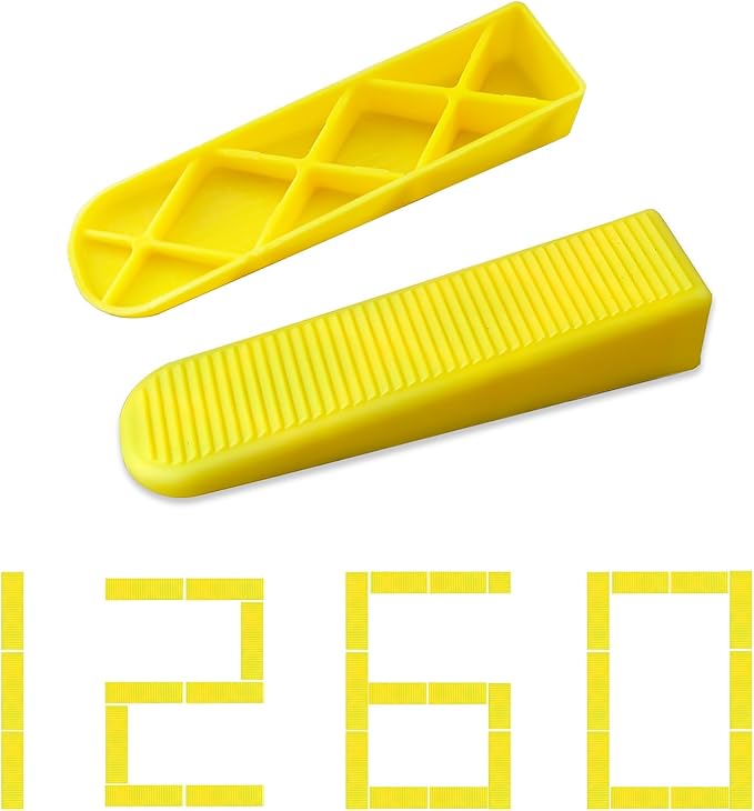 Tile Leveling Wedges 1260 pieces Reusable Tile Leveler System for 1/8" 1/12" 1/16" 1/32"tile Spacers, Tile Leveler clips Tools Wall Floor Tile Stone Installation