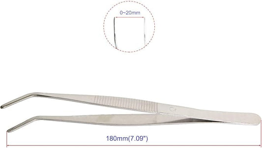 Aoje-Link Stainless Steel Tweezers with Curved Serrated Tip, Multi-Purpose, Silver, 4pcs