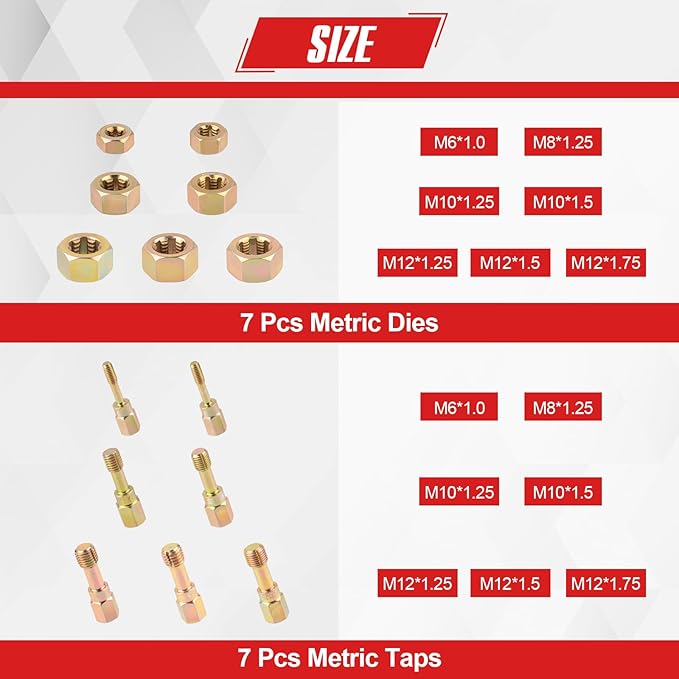 Jiimee 15Pcs Metric Thread Chaser Set, Thread Inserts and Repair Kits in 4 Sizes, Universal Re-Threading Tool with Case