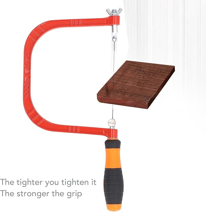 Tyenaza Coping Saw, 6 Inch U Shape Multifunctional Aluminium Alloy Small Carving Saw with 5 Blades for Woodworking
