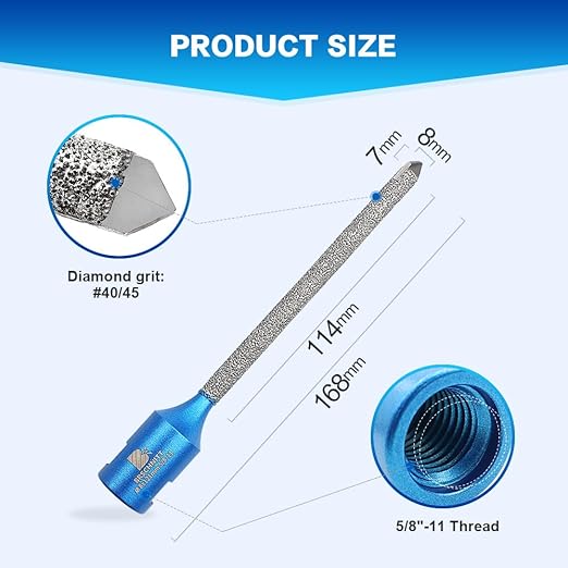 Diamond Mortar Raking Bit - BRSCHNITT 2pcs Mortar Raking Tuck Pointing with Carbide Tipped for Granite Marble Concrete Masonry Stone Removals Vacuum Brazed Bit 5/8-11 Thread (8 * 121mm 5/16"* 4-4/5")