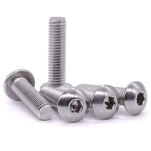 1/4-20 x 2-1/2" Button Head Socket Cap Bolts Screws, 304 Stainless Steel 18-8, Allen Hex Drive, Bright Finish, Fully Machine Thread, Pack of 15