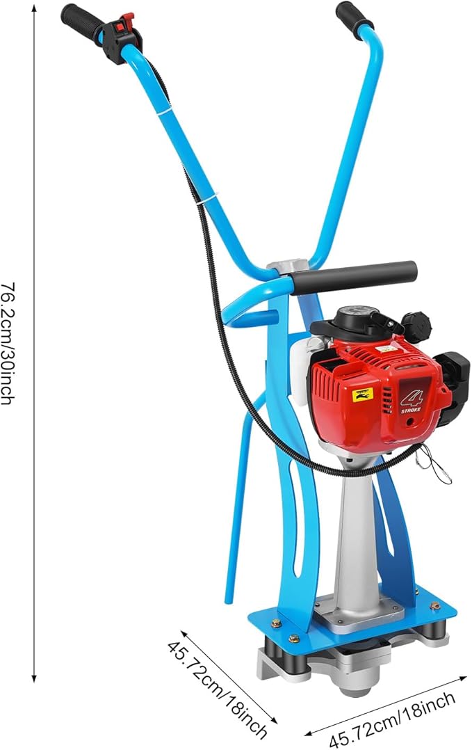 4-Stroke Gas Concrete Vibrating Machine, 900W 35.8CC Commercial Power Screed Vibrating Screed Power Unit Concrete Wet Screed Gasoline Cement Vibrator with 0.65L Fuel Tank for Pavement & Bridge Decks