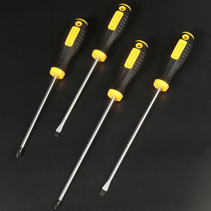 4 Inch Screwdriver Set Phillips and Slotted, 2 Pack Magnetic Screwdrivers Set Flat Head Cross Head Screwdriver Cushion-Grip Handles Non-Slip Screwdrivers