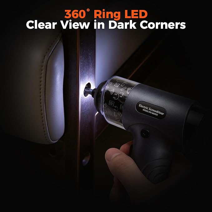Cordless Electric Screwdriver Set with 32 Bits, Digital Screen, LED Light, 7 Torque Settings, 2500mAh Rechargeable Battery, 1/4'' Hex, Mini Electric Tool Kit for Home, Furniture, Electronic Repair