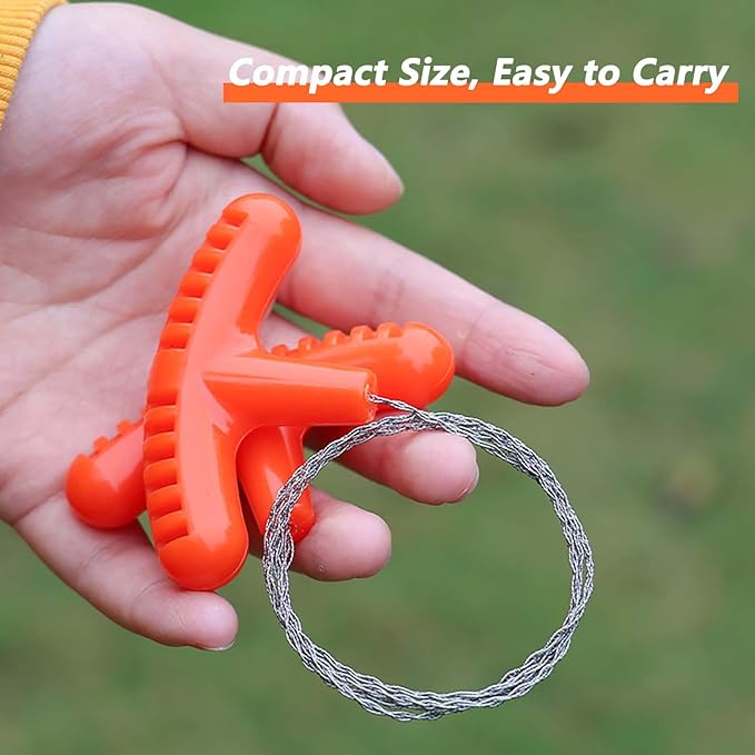 VPTMRP 3 Pcs Cable Saw Stainless Steel Wire Saw 24-Inch Pocket Hand Saw for PVC, PE, ABS Pipes Cutting, Camping Hiking Wood Cutting (Orange)