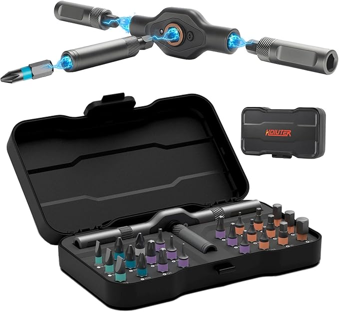 24-in-1 Magnetic Ratchet Screwdriver Set, 2025 Upgraded Multifunction Ratchet Screwdriver Tool with Removable T Handle, 24 in 1 Ratchet Allen Wrench Set for DIY Home Computer Bicycle Repair