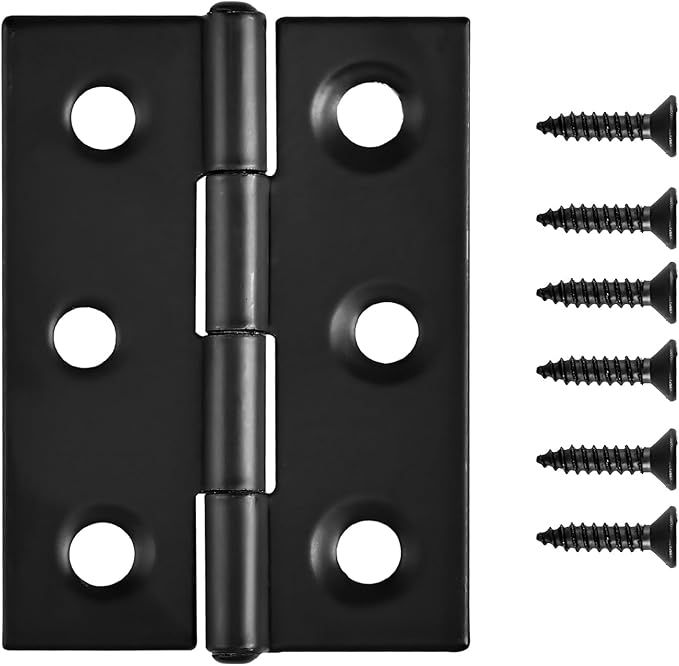 Black Butt Hinges 3 Inch for Furniture Door Window Case Lid and Wooden Box Chest, Pack of 12