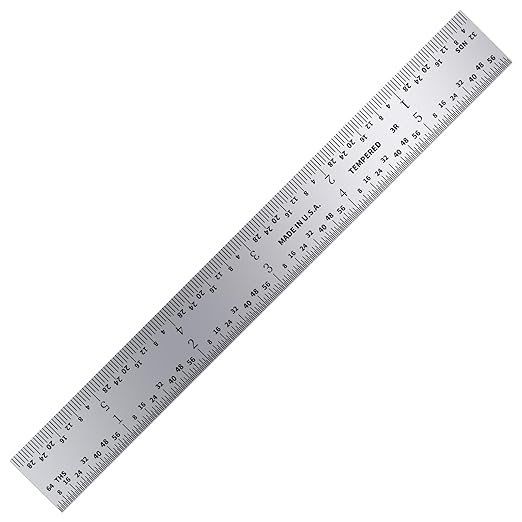 PEC Tools 6" Machinist Metal Ruler (3 Pack), 1/25" Thick X 3/4" Wide,Satin Chrome, High Carbon Steel Ruler Scale with Markings 1/32", 1/64", 1/10", 1/50", Made in USA