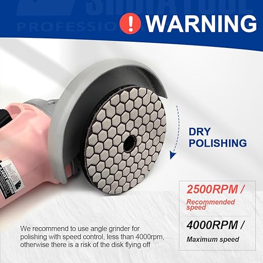 SHDIATOOL Dry Diamond Polishing Pads Grit 100 5-Inch Sanding Disc for Granite Marble Quartz (7-Pack)