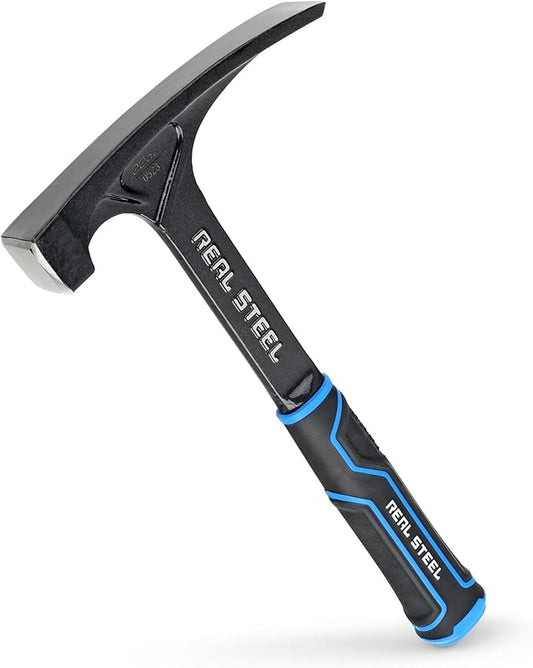 Real Steel Ultra Rock Pick Hammer 22 oz One Piece Steel Chipping Brick Masonry Hammer with Rubber Grip for Geological Study and Rock Hounding 0523