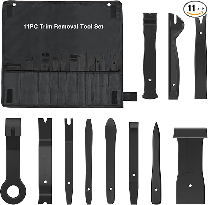 GOOACC 11PCS Auto Trim Removal Tool Kit No-Scratch Pry Tool Kit for Car Audio Dash Door Panel Window Molding Fastener Remover Tool Kit-Black
