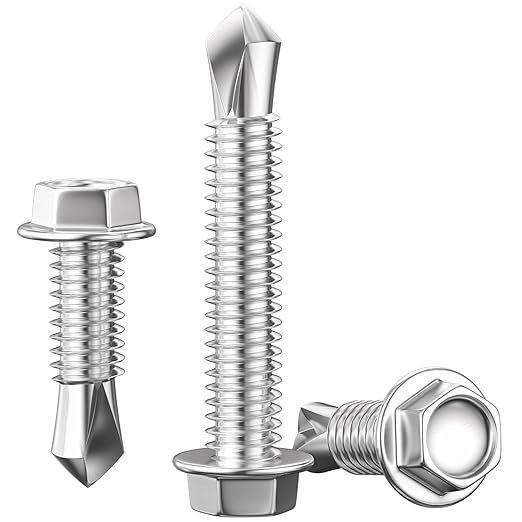(350Pcs) #8×5/8" Hex Washer Head Self Drilling Screws, 410 Stainless Steel Metal SheetScrews，TEK Screws, Sheet Metal Self Tapping Screws