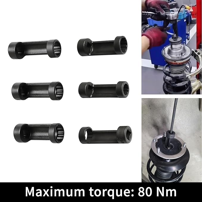 Strut Nut Socket 16mm 18mm 19mm 21mm 22mm 24mm with 12 Point 1/2" Drive Suspension Strut Spreader Socket 8pc Shock Absorber Tool