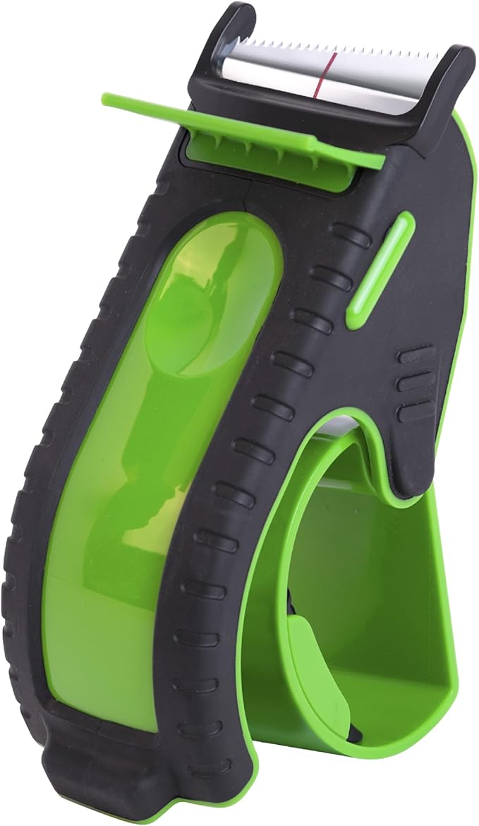 Heavy Duty Shipping Tape Dispenser: TENDO째 Premium Line ??Reusable, Replaceable, Eco-Friendly 2?쇺?Master Piece Dispenser for Pros with Patented 10째 Sloped Chromium Blades - P-2200 (4th Gen.)_Green