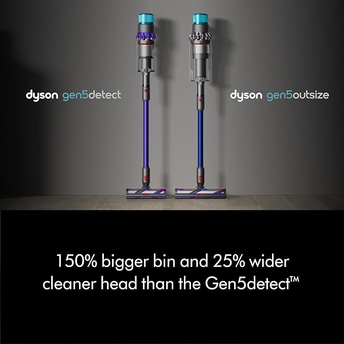 Dyson Gen5outsize Cordless Vacuum, 250AW, 3 Power Modes, Up to 140 Minutes,짼 XL bin, Illumination Reveals dust, HEPA Filtration, All Floor Types