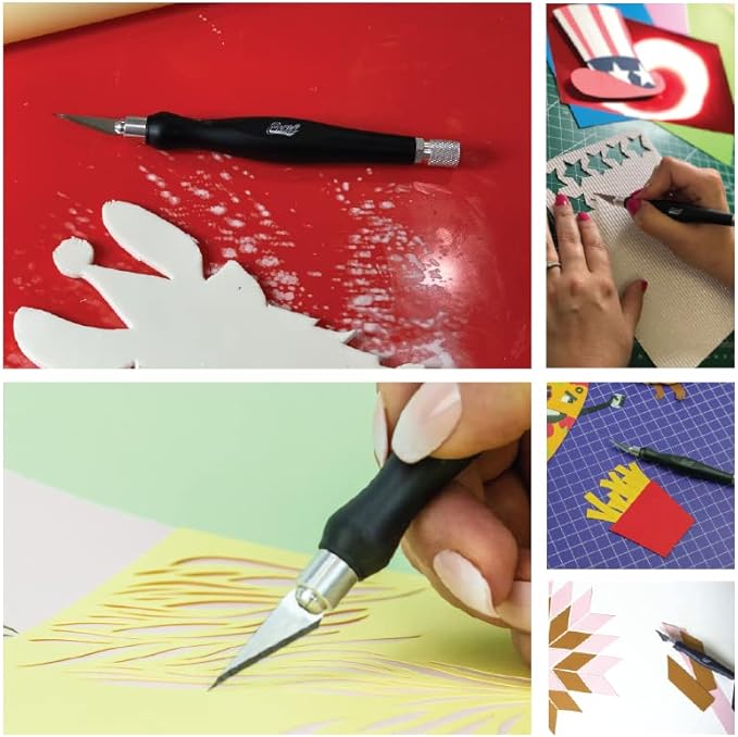 Excel Blades Fit Grip Craft Knife 3-Pack With #11 Ultra-Sharp Carbon Steel Angled Blade ??Precision Hobby Knife with Contoured Rubberized Grip for DIY, Art Crafts ??Assorted Colors, Made in the USA